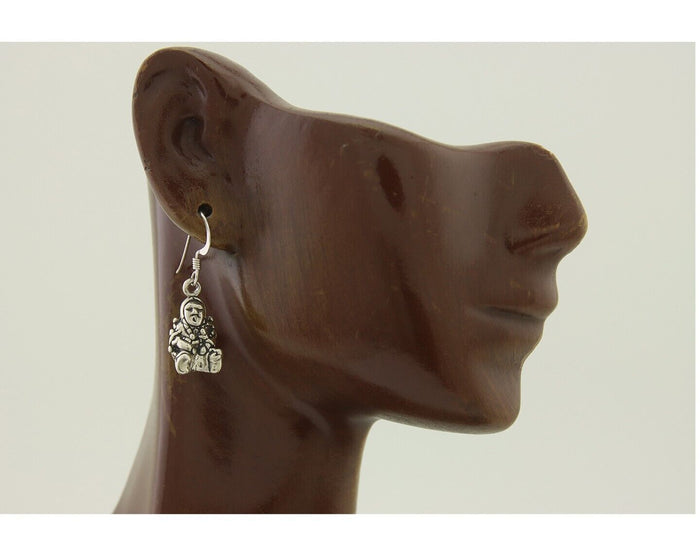 Navajo Earrings 925 Silver Dangle Indian with Kids Native American Artist C.80's