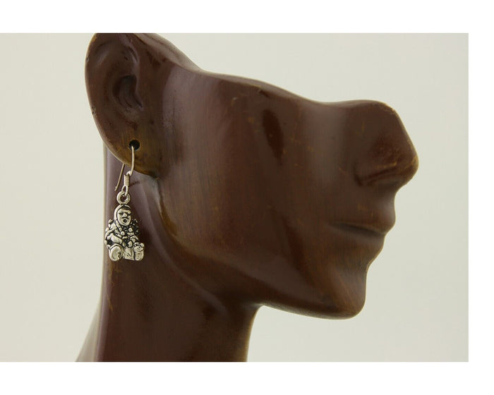 Navajo Earrings 925 Silver Dangle Indian with Kids Native American Artist C.80's