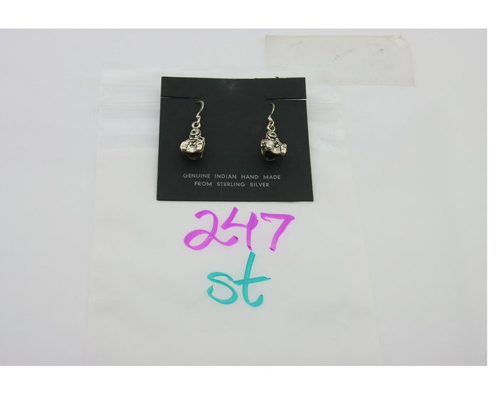Navajo Earrings 925 Silver Dangle Indian with Kids Native American Artist C.80's