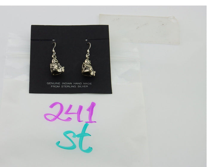 Navajo Earrings 925 Silver Dangle Indian with Kids Native American Artist C.80's