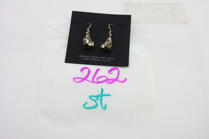 Navajo Earrings 925 Silver Dangle Indian with Kids Native American Artist C.80's