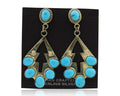 Navajo Earrings 925 Silver Dangle Natural Blue Turquoise Native Artist C.80's