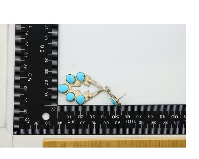 Navajo Earrings 925 Silver Dangle Natural Blue Turquoise Native Artist C.80's