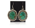 Navajo Earrings 925 Silver Dangle Natural Spiderweb Turquoise Native Artist C80s