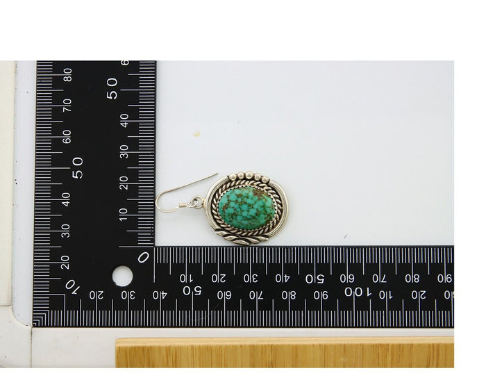 Navajo Earrings 925 Silver Dangle Natural Spiderweb Turquoise Native Artist C80s