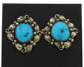 Navajo Earrings 925 Silver Dangle Natural Turquoise Native Artist C.80's