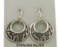 Navajo Earrings 925 Silver Dangle Pictograph Native American Artist C.80's
