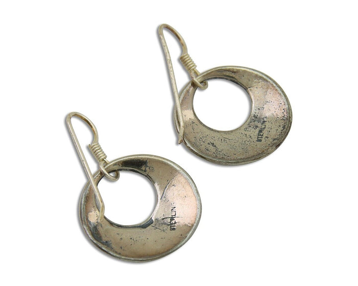 Navajo Earrings 925 Silver Dangle Pictograph Native American Artist C.80's