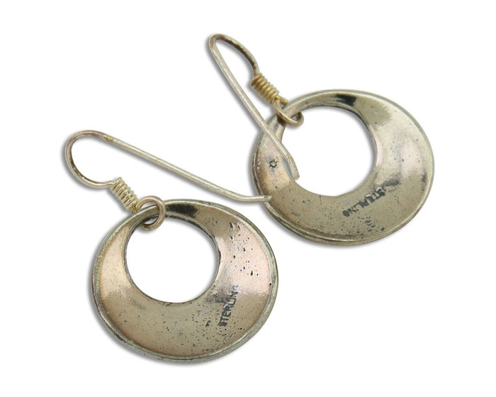 Navajo Earrings 925 Silver Dangle Pictograph Native American Artist C.80's