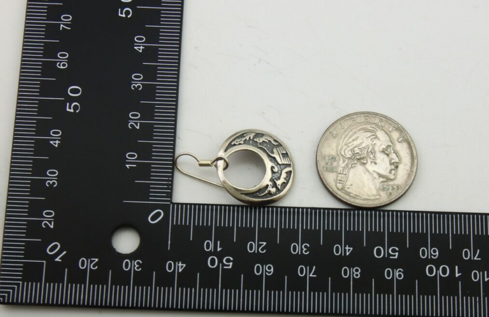 Navajo Earrings 925 Silver Dangle Pictograph Native American Artist C.80's
