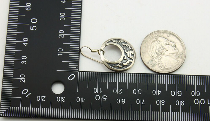 Navajo Earrings 925 Silver Dangle Pictograph Native American Artist C.80's