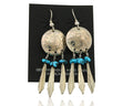 Navajo Earrings 925 Silver Dream Catcher Natural Turquoise Native Artist C.80's