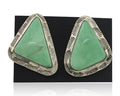 Navajo Earrings 925 Silver Green Turquoise Artist Signed CS C.80's