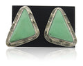 Navajo Earrings 925 Silver Green Turquoise Artist Signed EC C.80's