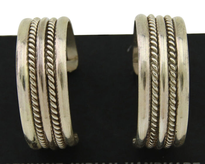 Navajo Earrings 925 Silver Half Hoop Handmade Native American Artist C.80's