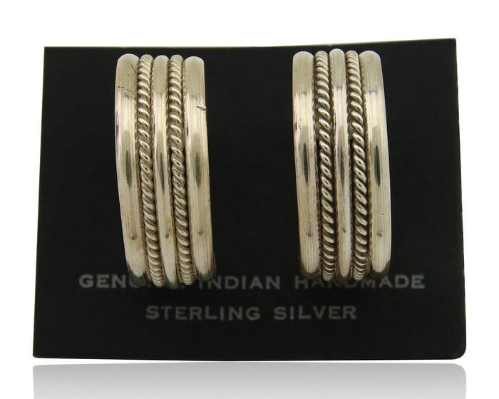 Navajo Earrings 925 Silver Half Hoop Handmade Native American Artist C.80's