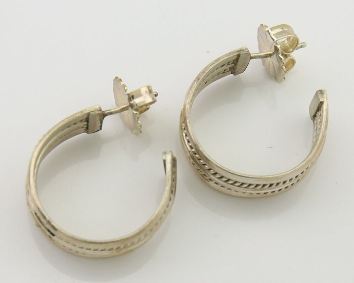 Navajo Earrings 925 Silver Half Hoop Handmade Native American Artist C.80's