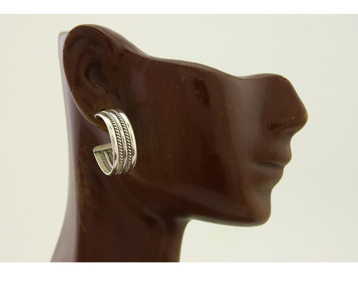 Navajo Earrings 925 Silver Half Hoop Handmade Native American Artist C.80's