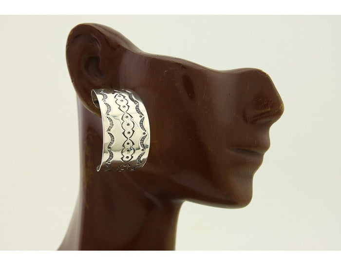 Navajo Earrings 925 Silver Half Hoop Handmade Native American Artist C.80's