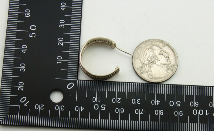 Navajo Earrings 925 Silver Half Hoop Handmade Native American Artist C.80's