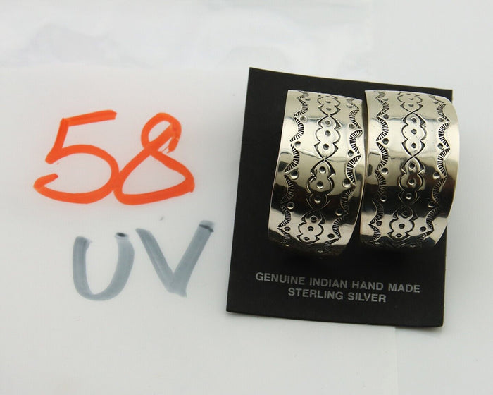 Navajo Earrings 925 Silver Half Hoop Handmade Native American Artist C.80's