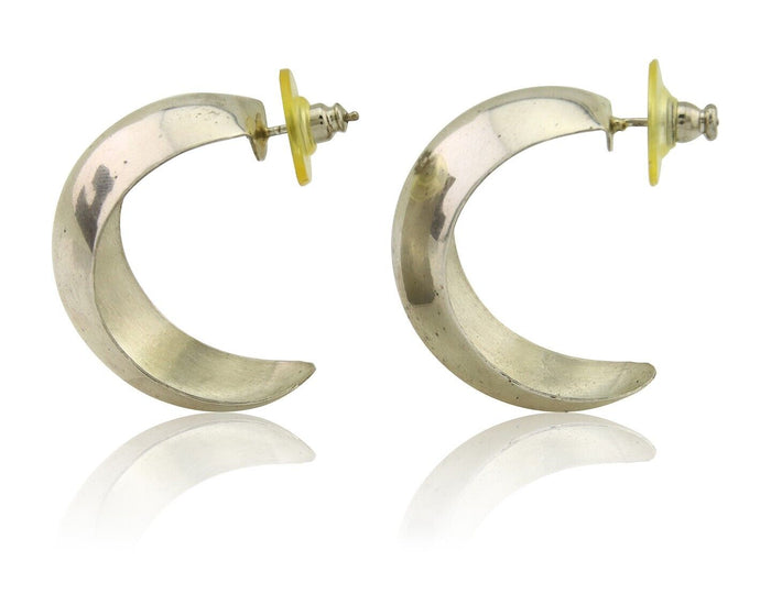 Navajo Earrings 925 Silver Half Hoop Native American Artist C.80's