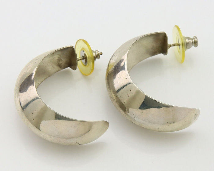 Navajo Earrings 925 Silver Half Hoop Native American Artist C.80's
