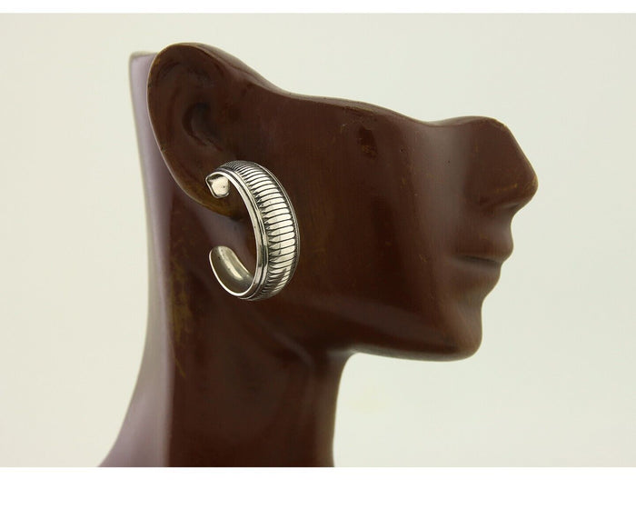 Navajo Earrings 925 Silver Half Hoop Native American Artist C.80's