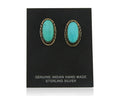 Navajo Earrings 925 Silver Hand Stamped Natural Turquoise Native Artist C.80's
