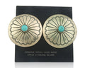 Navajo Earrings 925 Silver Handmade Concho Natural Turquoise Native Artist C80s