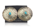 Navajo Earrings 925 Silver Handmade Concho Natural Turquoise Native Artist C80s