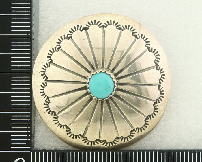 Navajo Earrings 925 Silver Handmade Concho Natural Turquoise Native Artist C80s