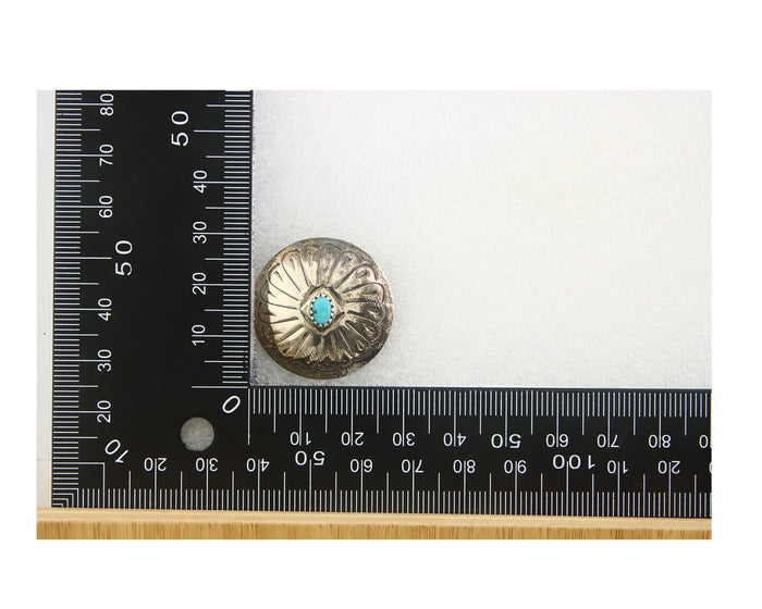 Navajo Earrings 925 Silver Handmade Concho Natural Turquoise Native Artist C80s