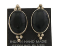 Navajo Earrings 925 Silver Handmade Natural Black Onyx Signed NAKAI C.80's