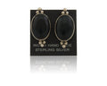 Navajo Earrings 925 Silver Handmade Natural Black Onyx Signed NAKAI C.80's