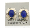 Navajo Earrings 925 Silver Handmade Natural Lapis Artist Signed Begay C.80's