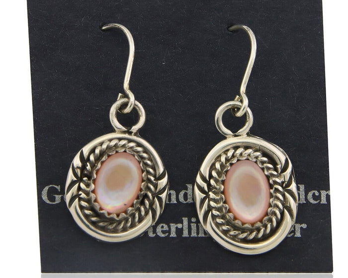 Navajo Earrings 925 Silver Handmade Natural Lapis Artist Signed B.J. Guerro C80s