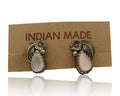 Navajo Earrings 925 Silver Handmade Natural Pink Mussel Native American Artist