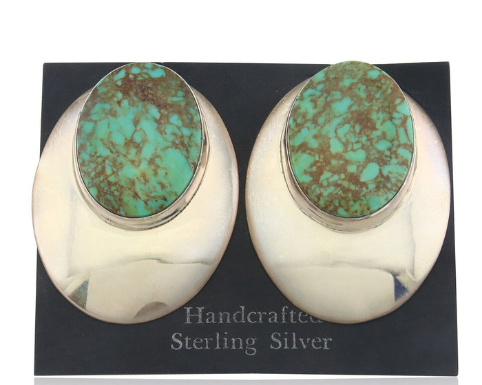 Navajo Earrings 925 Silver Handmade Natural Turquoise Native Artist C.80's