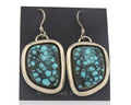 Navajo Earrings 925 Silver Handmade Natural Turquoise Signed J Linkin C.80's