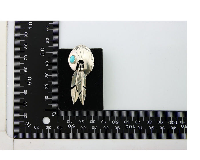 Navajo Earrings 925 Silver Handmade Natural Turquoise Signed JAC C.80s