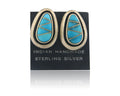 Navajo Earrings 925 Silver Handmade Natural Turquoise Signed W Musket Jr C80s