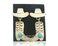 Navajo Earrings 925 Silver Hat & Boot Turquoise Native Artist Signed GJ C.80's
