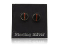 Navajo Earrings 925 Silver Inlaid Natural Onyx & Coral Native Artist C.80's