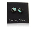 Navajo Earrings 925 Silver Inlaid Natural Onyx & Turquoise Native American C.80s