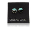 Navajo Earrings 925 Silver Inlaid Natural Onyx & Turquoise Native American C.80s