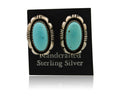 Navajo Earrings 925 Silver Inlaid Natural Turquoise Artist Signed L Yazzie C.80s