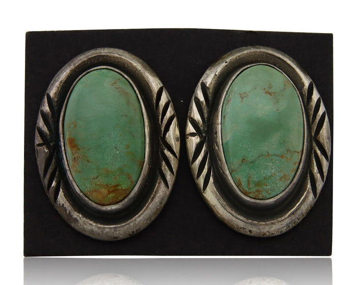 Navajo Earrings 925 Silver Kingman Turquoise Native American Artist C.80's