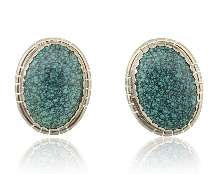 Navajo Earrings 925 Silver Mine 8 Turquoise Native American Artist C.80's