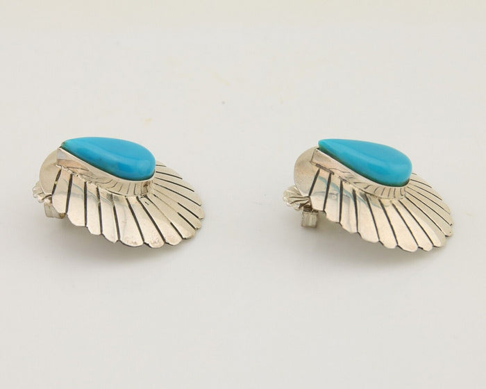 Navajo Earrings 925 Silver Natural Blue Native American Artist C.80's